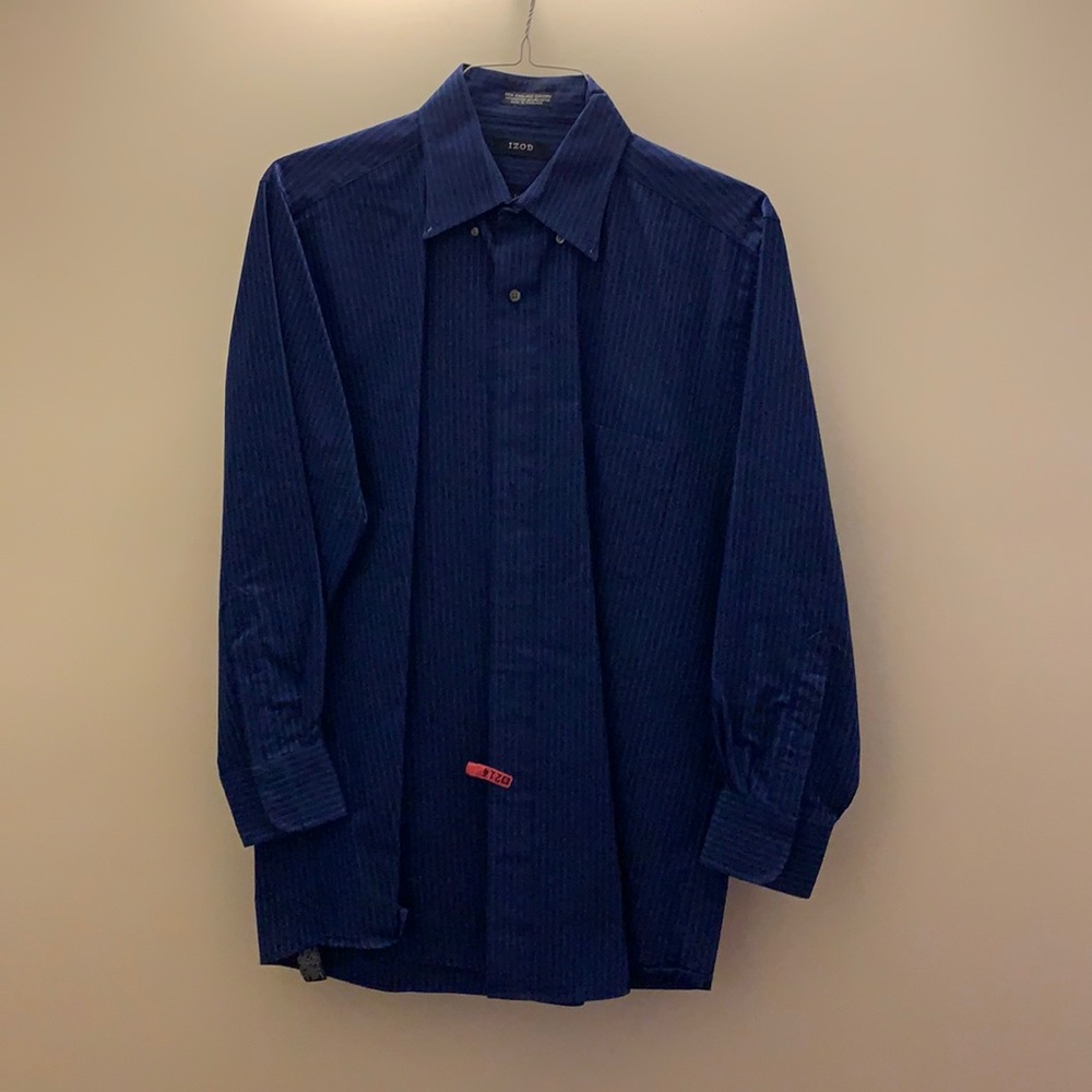 Izod Men Dress Button Down Shirt Stripped L